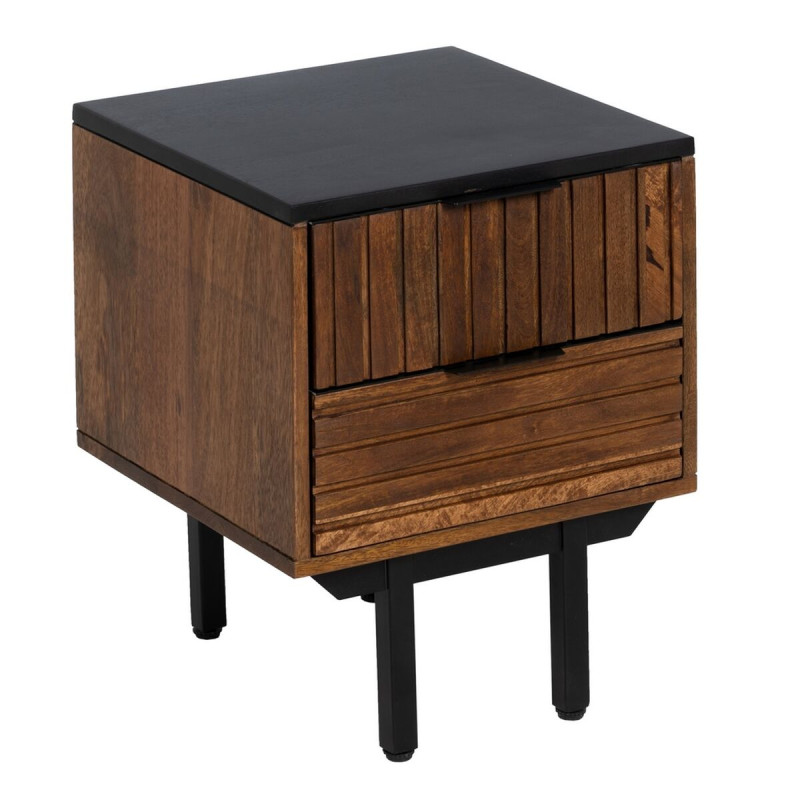 Mesita de Noche ABNER Marrón Negro Hierro Madera de mango 40 x 40 x 5 Mesita de Noche ABNER Marrón Negro Hierro Madera de mango 40 x 40 x 5
