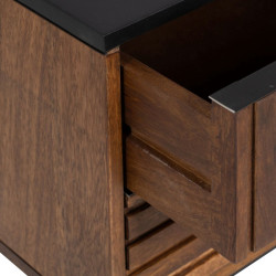 Mesita de Noche ABNER Marrón Negro Hierro Madera de mango 40 x 40 x 5