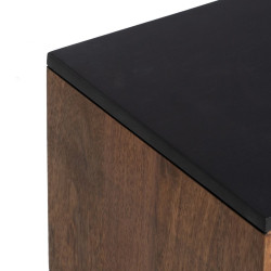 Mesita de Noche ABNER Marrón Negro Hierro Madera de mango 40 x 40 x 5