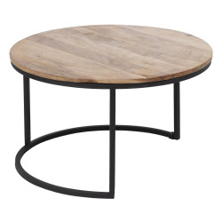 Juego de 3 mesas Negro Natural 79 x 79 x 48 cm