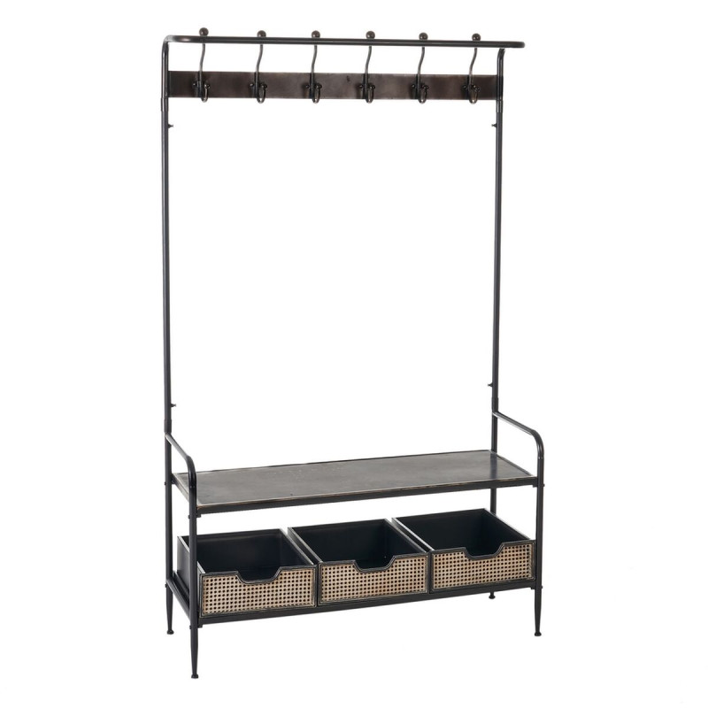 Recibidor con Cajones BRICK Perchero Marrón Negro Hierro 111 x 37 x 1 Recibidor con Cajones BRICK Perchero Marrón Negro Hierro 111 x 37 x 1