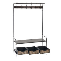 Recibidor con Cajones BRICK Perchero Marrón Negro Hierro 111 x 37 x 1