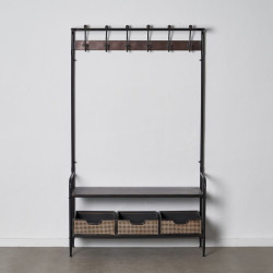 Recibidor con Cajones BRICK Perchero Marrón Negro Hierro 111 x 37 x 1