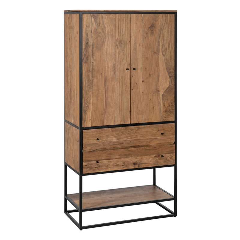 Armario LENNOX Negro Natural 90 x 45 x 190 cm Armario LENNOX Negro Natural 90 x 45 x 190 cm