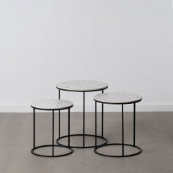 Juego de 3 mesas Negro Gris Hierro 45 x 45 x 51 cm (3 Unidades)