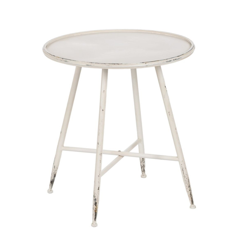 Mesa auxiliar Crema Hierro 56 x 56 x 60 cm Mesa auxiliar Crema Hierro 56 x 56 x 60 cm