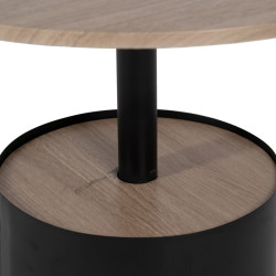 Mesa de Centro Negro Natural Hierro Madera MDF 65 x 65 x 37,5 cm