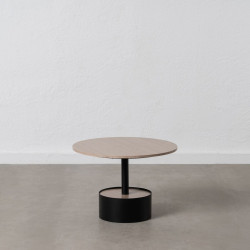 Mesa de Centro Negro Natural Hierro Madera MDF 65 x 65 x 37,5 cm