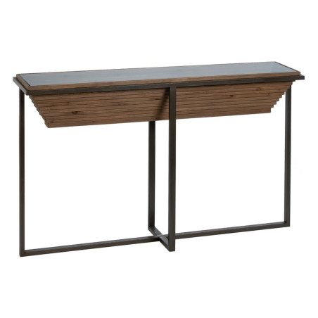 Consola Negro Natural Hierro Cristal Templado Madera de abeto 134 x 32