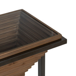 Consola Negro Natural Hierro Cristal Templado Madera de abeto 134 x 32