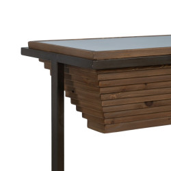 Consola Negro Natural Hierro Cristal Templado Madera de abeto 134 x 32