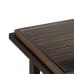 Consola Negro Natural Hierro Cristal Templado Madera de abeto 134 x 32