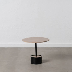 Mesa de Centro Negro Natural Hierro Madera MDF 50 x 50 x 45 cm