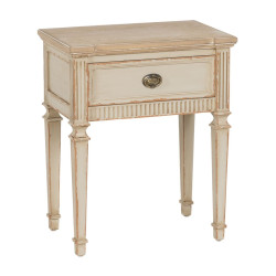 Mesita de Noche Crema Natural Madera de abeto Madera MDF 56 x 36 x 68