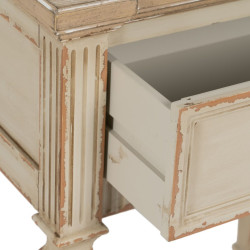 Mesita de Noche Crema Natural Madera de abeto Madera MDF 56 x 36 x 68