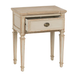 Mesita de Noche Crema Natural Madera de abeto Madera MDF 56 x 36 x 68