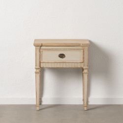 Mesita de Noche Crema Natural Madera de abeto Madera MDF 56 x 36 x 68