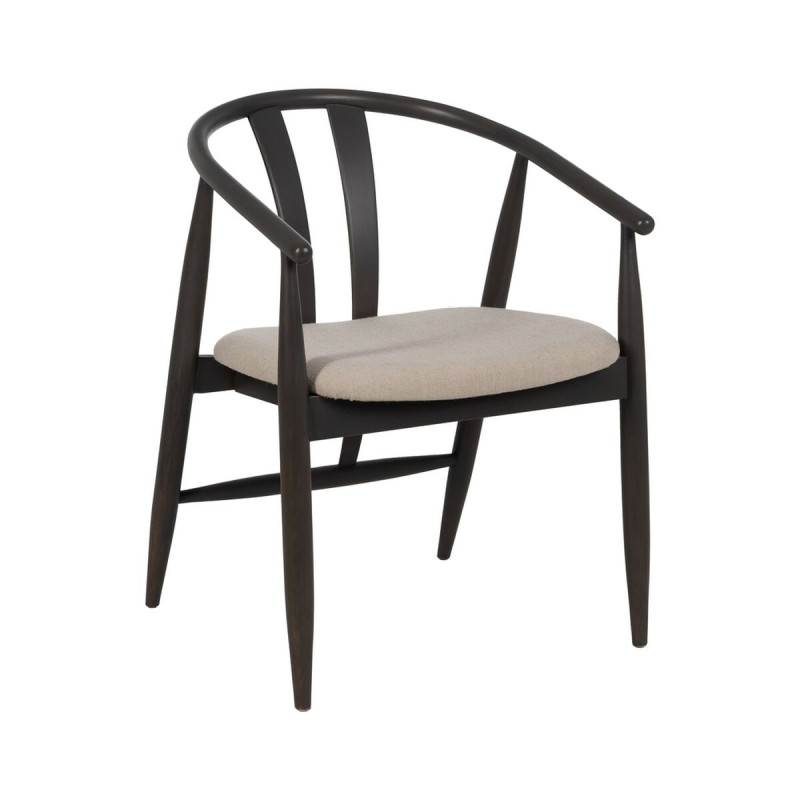 Silla de Comedor Negro Beige 56,5 x 57 x 76 cm Silla de Comedor Negro Beige 56,5 x 57 x 76 cm
