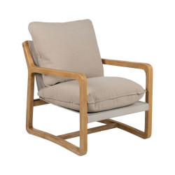 Sillón Beige Natural Madera de caucho Esponja Madera de fresno Foam 6