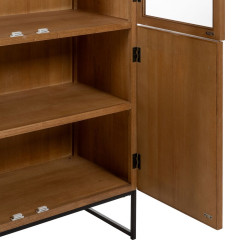 Vitrina MARIGNI Negro Natural Cristal Hierro Madera MDF 84,5 x 42,5 x