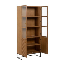 Vitrina MARIGNI Negro Natural Cristal Hierro Madera MDF 84,5 x 42,5 x