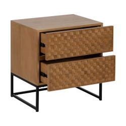 Mesita de Noche MARIGNI Negro Natural Hierro Madera de fresno Madera M