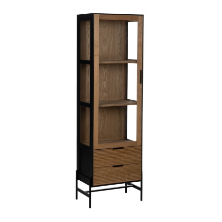 Vitrina ORLEANS Negro Natural Cristal Hierro Madera MDF 61 x 40 x 196