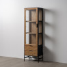 Vitrina ORLEANS Negro Natural Cristal Hierro Madera MDF 61 x 40 x 196