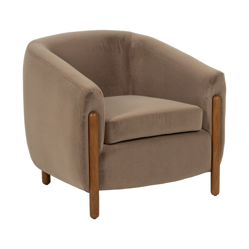 Sillón Natural Taupé Madera de caucho Foam Tejido 87 x 80 x 81 cm Sillón Natural Taupé Madera de caucho Foam Tejido 87 x 80 x 81 cm