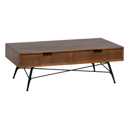 Mesa de Centro LAGOM Negro Natural Hierro Madera de caucho 120 x 60 x