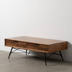 Mesa de Centro LAGOM Negro Natural Hierro Madera de caucho 120 x 60 x