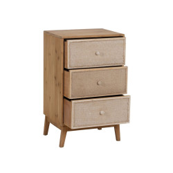 Mesita de Noche GEREL Natural Madera de abeto Madera MDF Fibra natural