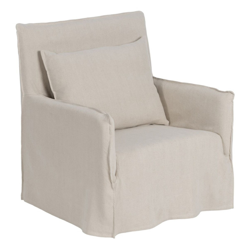 Sillón Crema Pluma Madera de pino Foam 75 x 76 x 90,5 cm Sillón Crema Pluma Madera de pino Foam 75 x 76 x 90,5 cm