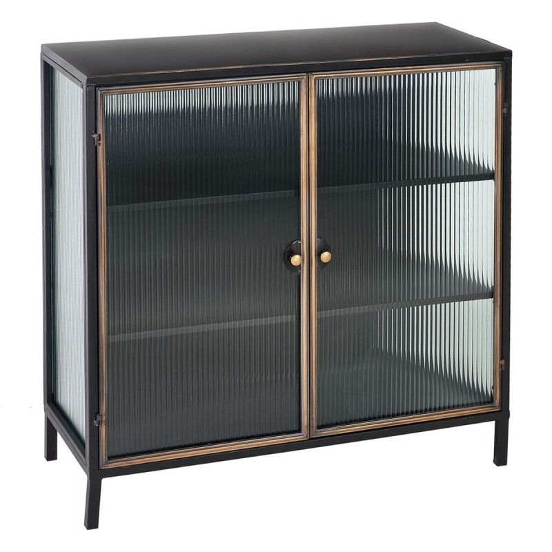 Vitrina BRICK Negro Dorado Cristal Hierro 100 x 42 x 99 cm Vitrina BRICK Negro Dorado Cristal Hierro 100 x 42 x 99 cm