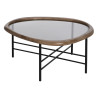 Mesa de Centro Negro Natural Cristal Hierro Madera de caucho 76 x 81 x