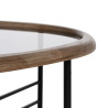 Mesa de Centro Negro Natural Cristal Hierro Madera de caucho 76 x 81 x