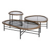 Mesa de Centro Negro Natural Cristal Hierro Madera de caucho 76 x 81 x