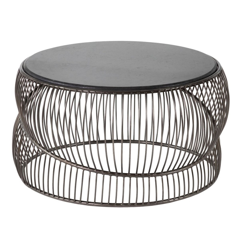 Mesa de Centro Negro Plateado 90 x 90 x 48 cm Mesa de Centro Negro Plateado 90 x 90 x 48 cm