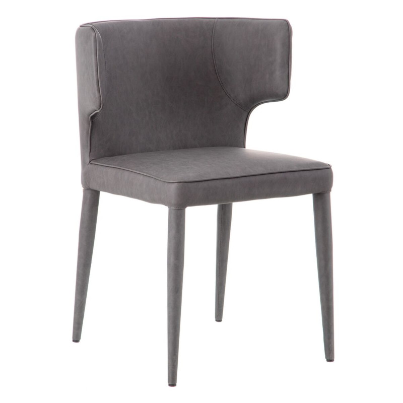 Silla de Comedor Gris Piel Sintética Madera Metal 58 x 58 x 81,5 cm Silla de Comedor Gris Piel Sintética Madera Metal 58 x 58 x 81,5 cm