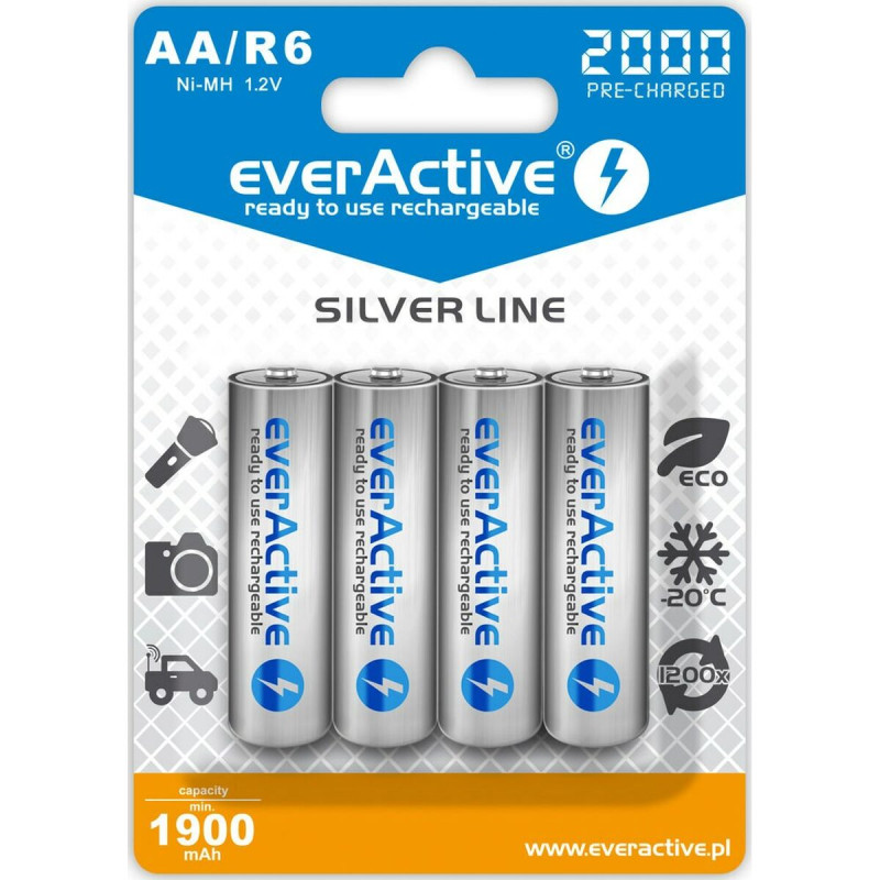 Pilas Recargables EverActive EVHRL6-2000 AA LR6 1,2 V 3.7 V Pilas Recargables EverActive EVHRL6-2000 AA LR6 1,2 V 3.7 V