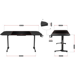 Mesa de Escritorio Gaming Huzaro HZ-Hero 4.7 Negro Madera MDF 160 x 75