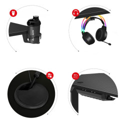 Mesa de Escritorio Gaming Huzaro HZ-Hero 4.7 Negro Madera MDF 160 x 75