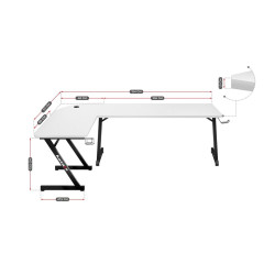 Mesa de Escritorio Gaming Huzaro HZ-Hero 7.0 Blanco Negro Fibra de car