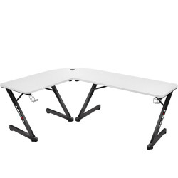 Mesa de Escritorio Gaming Huzaro HZ-Hero 7.0 Blanco Negro Fibra de car