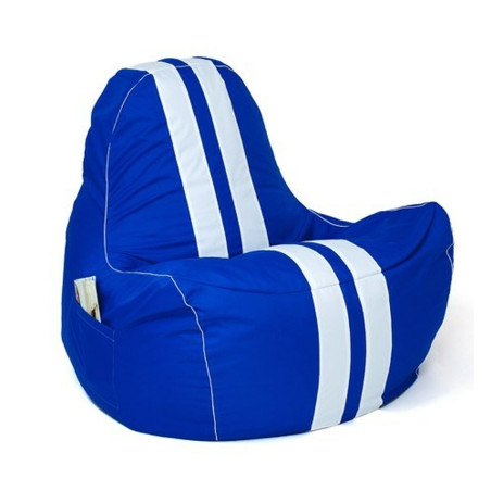 Puff GO GIFT Azul Blanco Oxford tejido antidesgarros 140 x 100 x 100 c