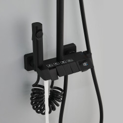 Columna de Ducha Fontastock Negro Acero Inoxidable ABS Plástico