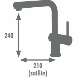 Grifo Monomando Edouard Rousseau SQUARE Negro Acero Inoxidable Forma d