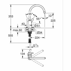 Grifo para Cocina Grohe Get - 31494001 Forma de C Metal
