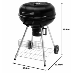 Barbacoa de Carbón con Tapa y Ruedas Fieldmann FZG 1004 Negro Redondo