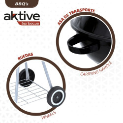 Barbacoa de Carbón con Ruedas Aktive Metal esmaltado 46 x 89 x 46 cm